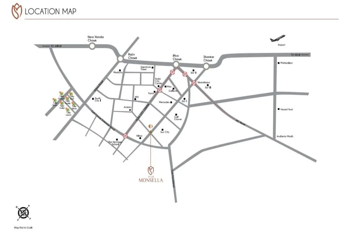 Tulip-Monsella-Sector-53-location-map
